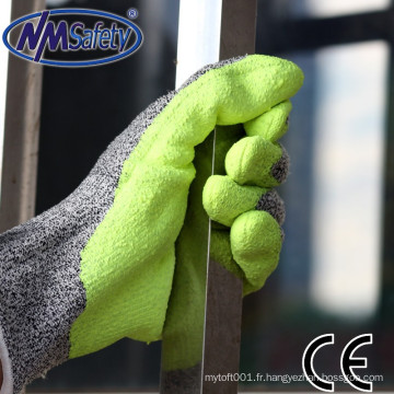 NMSAFETY Cut-5 à base d&#39;eau, fabricant de gants de travail en nylon enduit de paume